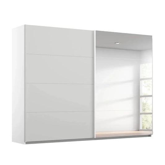 Rauch Maverick 2 Door Silk Grey Sliding Wardrobe With Mirror - W271cm