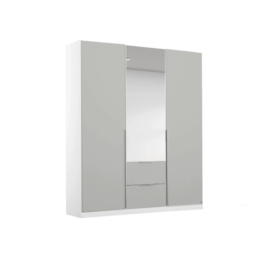 Rauch Maverick 3 Door 2 Drawers Silk Grey Hinged Wardrobe 136cm With Mirror