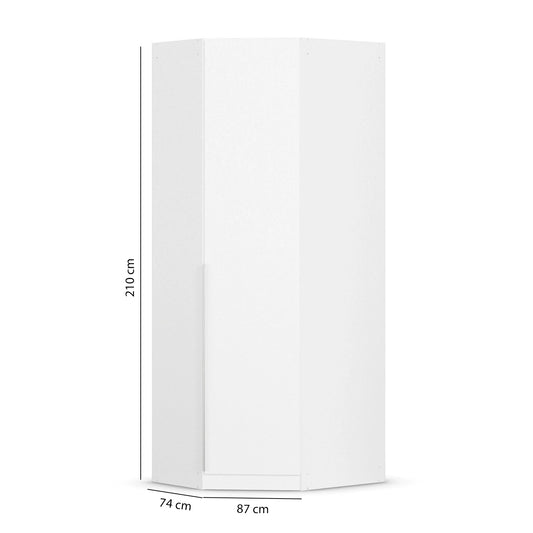 Rauch Maverick 1 Door White High Gloss Corner Wardrobe - Dimensions