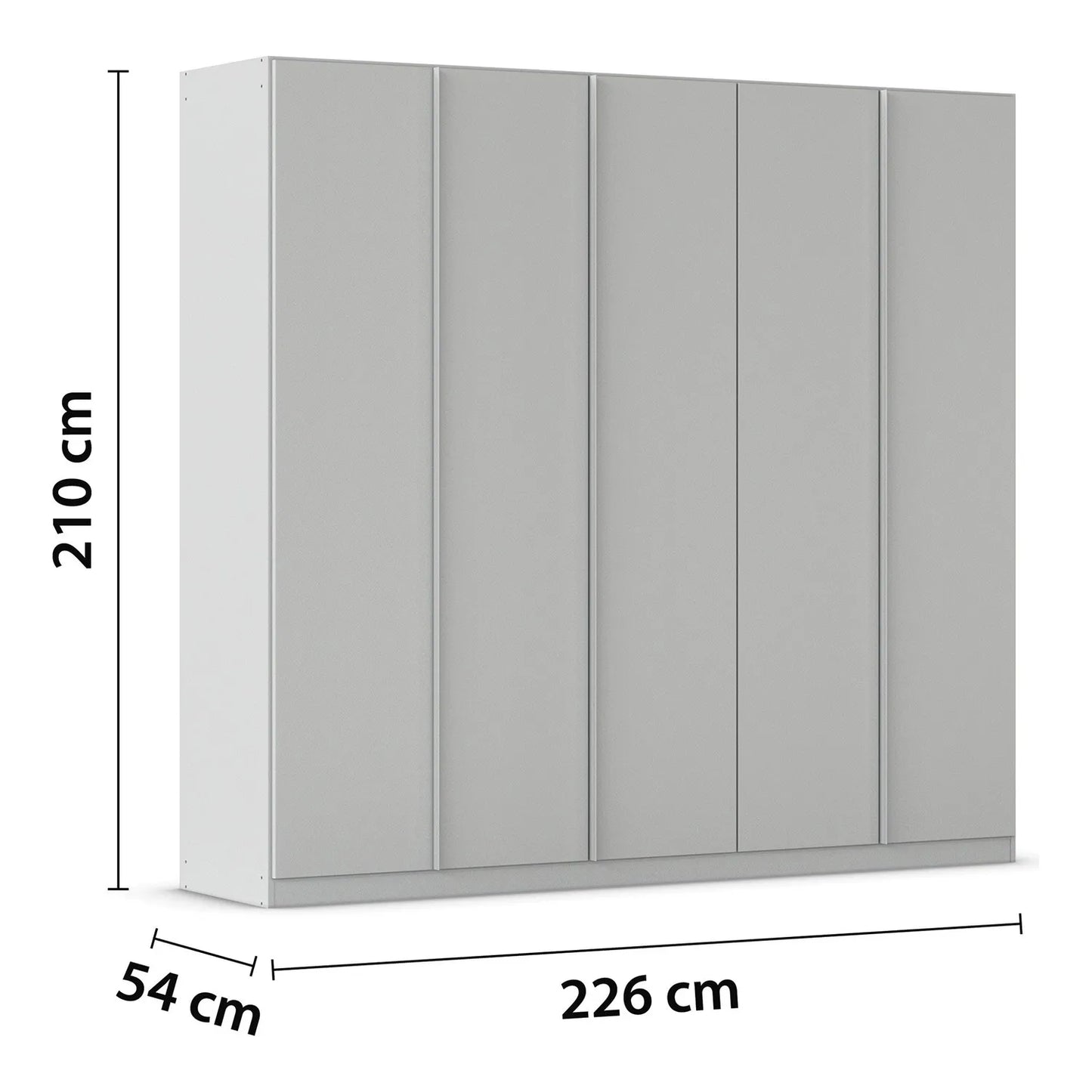 Novus 5 Door Decor Hinged Wardrobe - 226cm - Dimensions