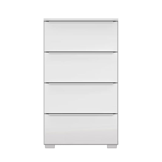 Rauch Novus 4 Drawer Narrow Chest With Glass in White - Front View