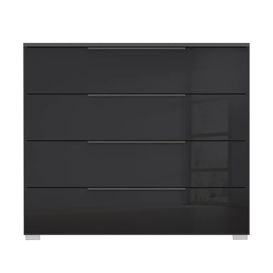 Rauch Novus 4 Drawer Wide Chest With Glass in Graphite - Front View