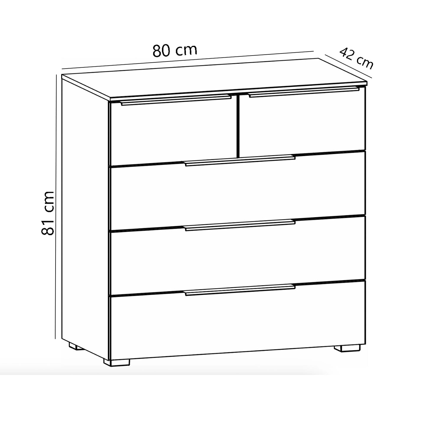 Rauch Novus 5 Drawer Wide Chest - Dimensions