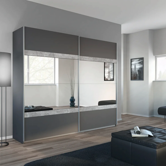 Penzberg 181cm Sliding Door Wardrobe with Mirror - Home Of Wardrobes