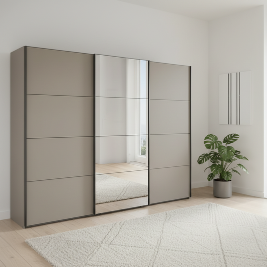 Wiemann Phoenix Pebble Grey 3 Door Sliding Wardrobe in Matte