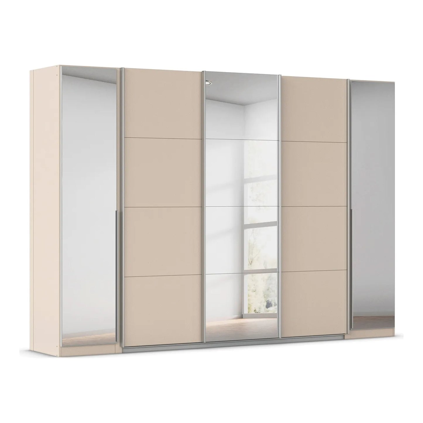 Rauch Agor Champagne Hinged and Sliding Door Wardrobe With Mirror - W301cm