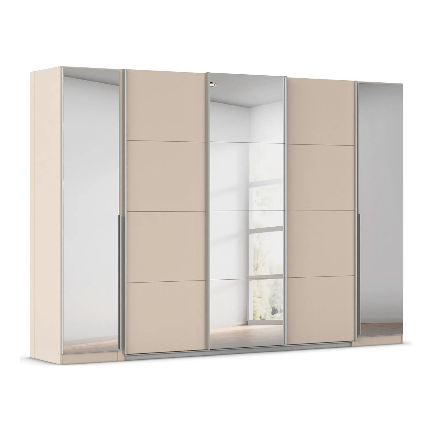 Rauch Agor Champagne Hinged and Sliding Door Wardrobe With Mirror - W301cm