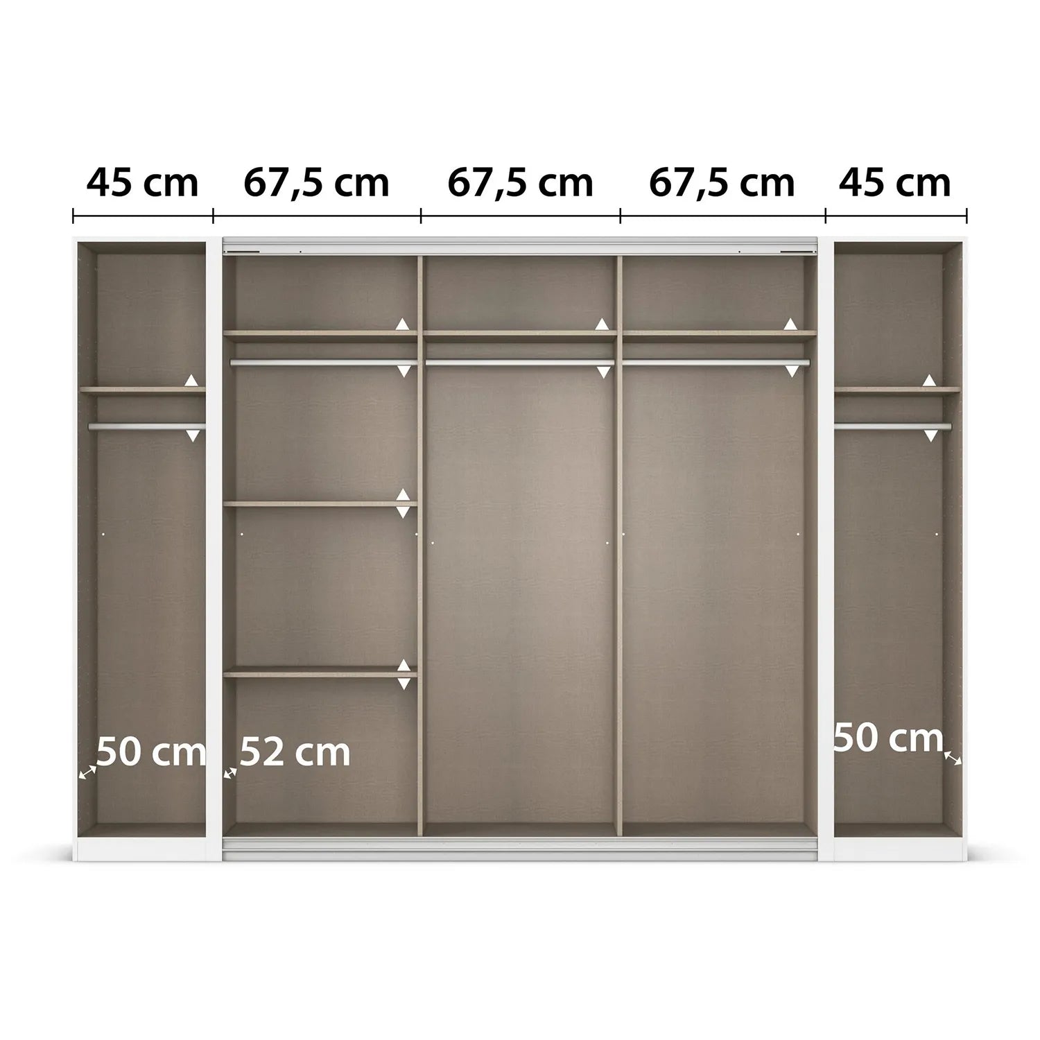 Rauch Agor Wardrobe with dimensions labeled on a white background