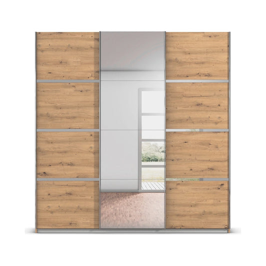 Aurich Artisan Oak Sliding Door Wardrobe with Mirror 203cm