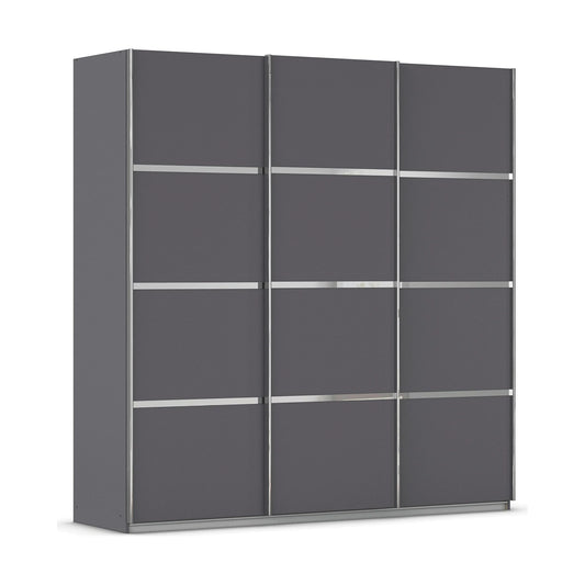 Rauch Aurich Metallic Grey Decor Sliding Door Wardrobe 203cm