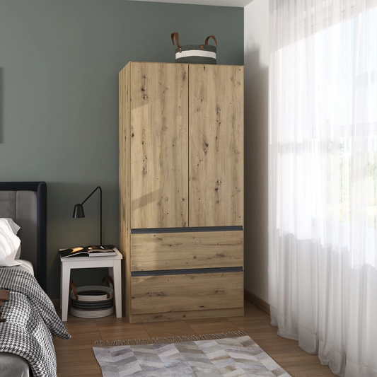 Rauch Cara Artisan Oak 2 Door Wardrobe with Drawers