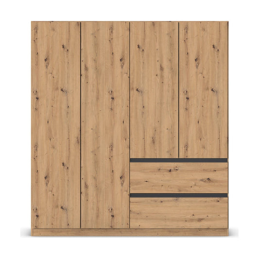 Rauch Cara Artisan Oak 4 Door Wardrobe with Drawers 181cm