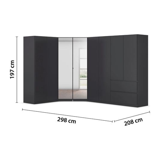 Rauch Cara Metallic Grey Large Corner Wardrobe