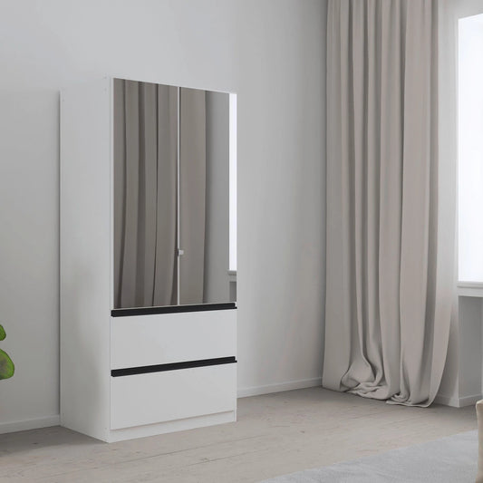 Rauch Cara White 2 Door Mirrored Wardrobe with Drawers