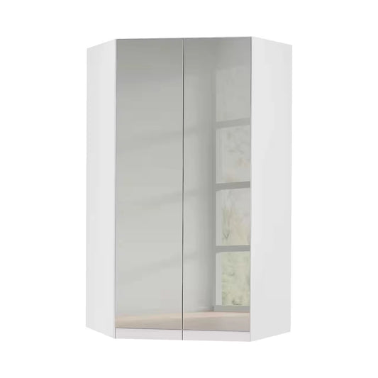 Rauch Celle White High Gloss 2 Door Corner Wardrobe With Mirror