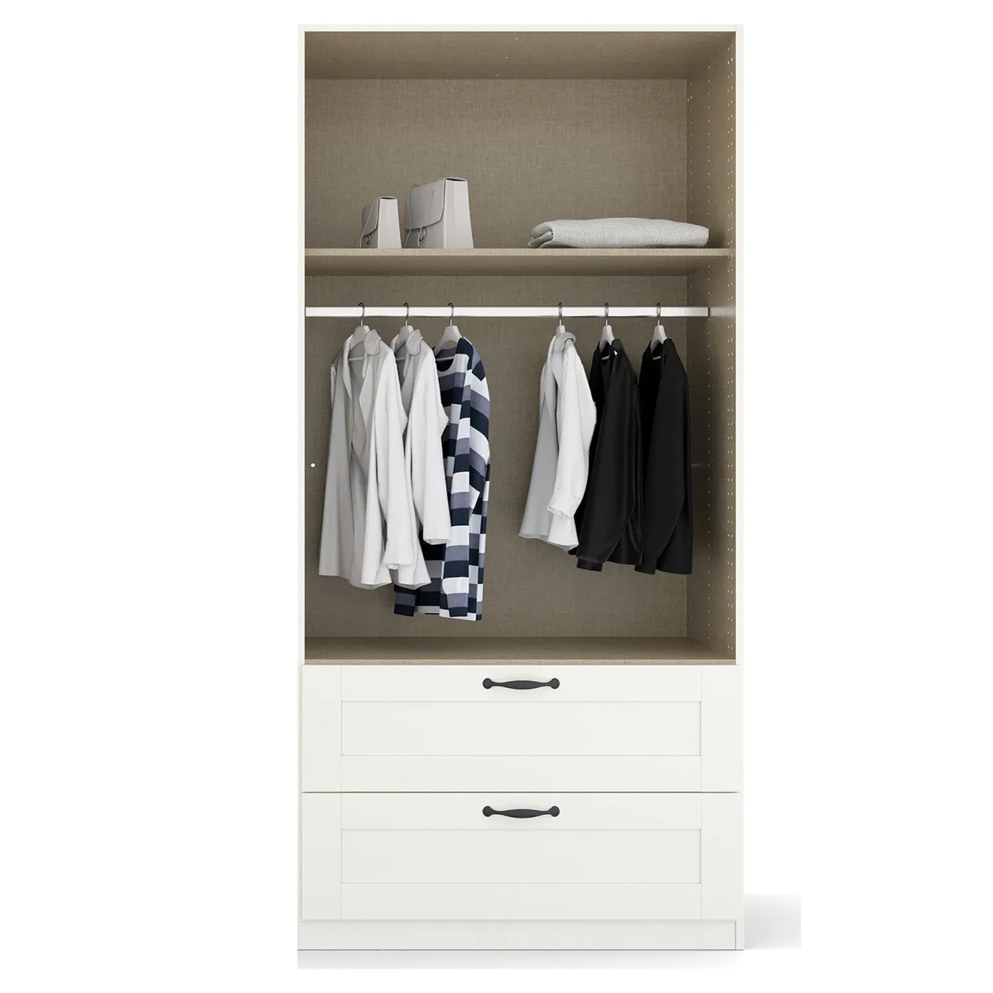 Rauch Cottage 91cm White 2 Door Wardrobe with Drawers - Interior view Styled in a Bedroom