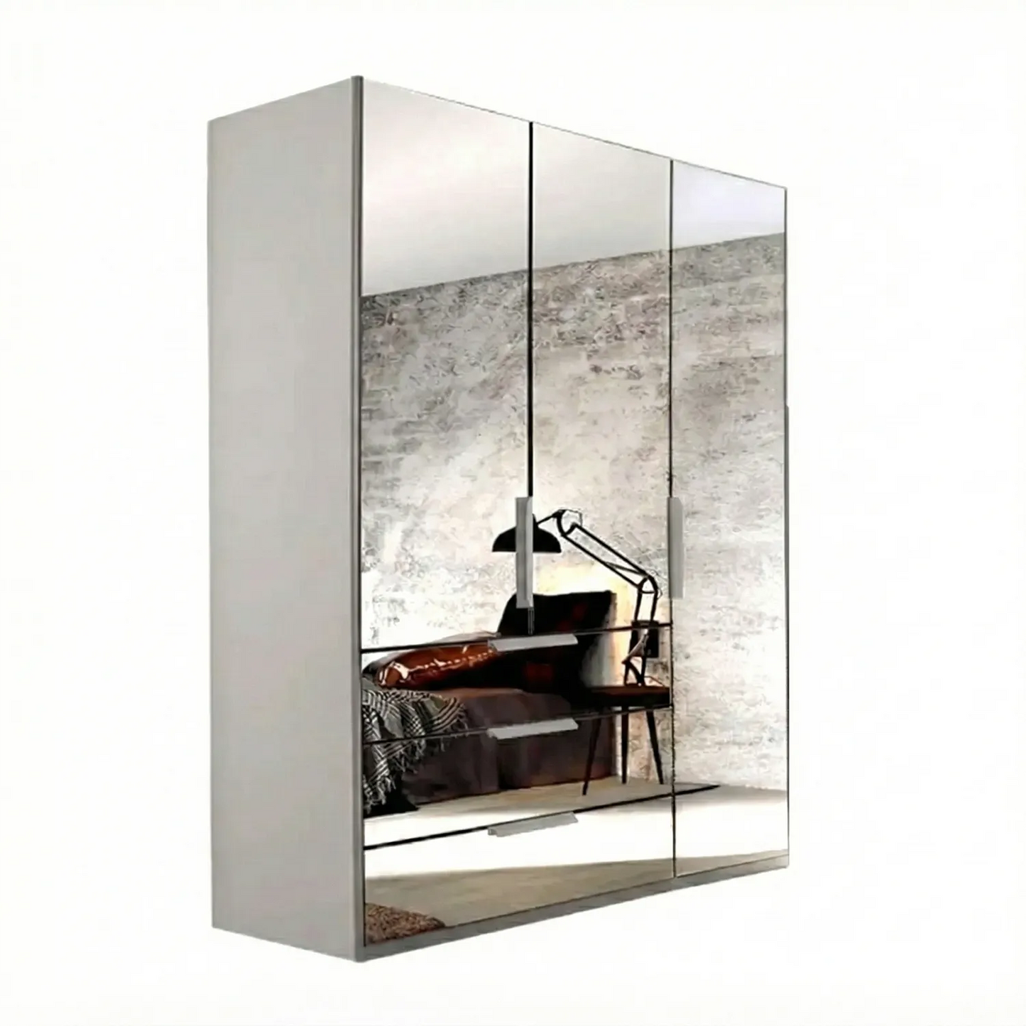 Rauch Crystal 3 Door Full Mirror Wardrobe with Drawers in silk grey