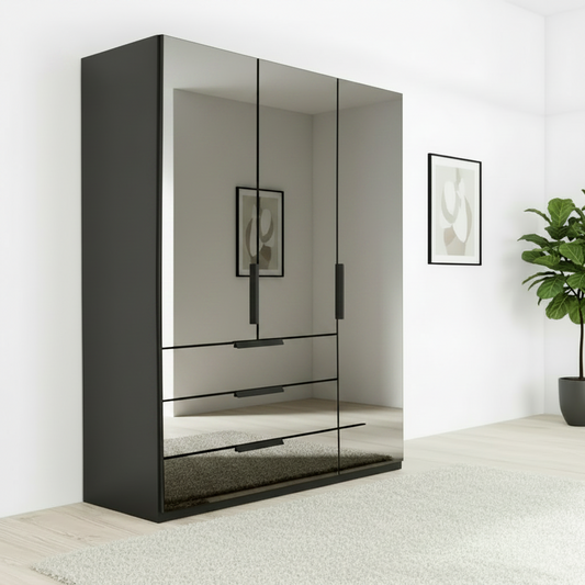 Rauch Miramar Crystal 3 Door Full Mirror Wardrobe with Drawers