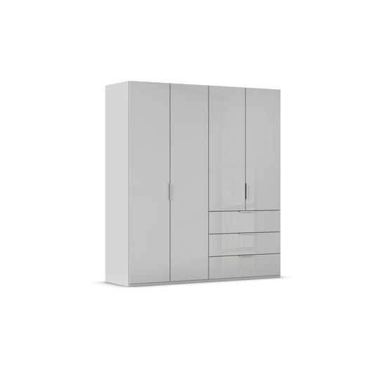 Rauch Crystal 4 Door Colour Glass Wardrobe with Drawers in Silk Grey