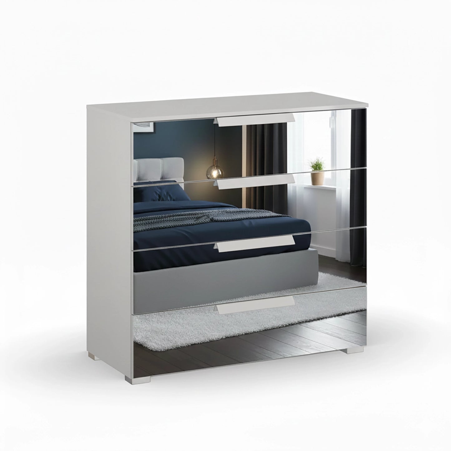 Rauch Crystal 4 Drawer Wide Chest in silk grey