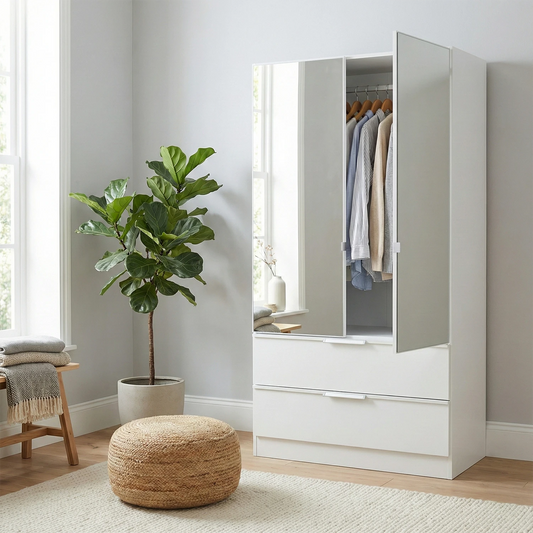 Rauch Essensa 2 Mirrored Doors & 2 Drawers - Styled in a Bedroom