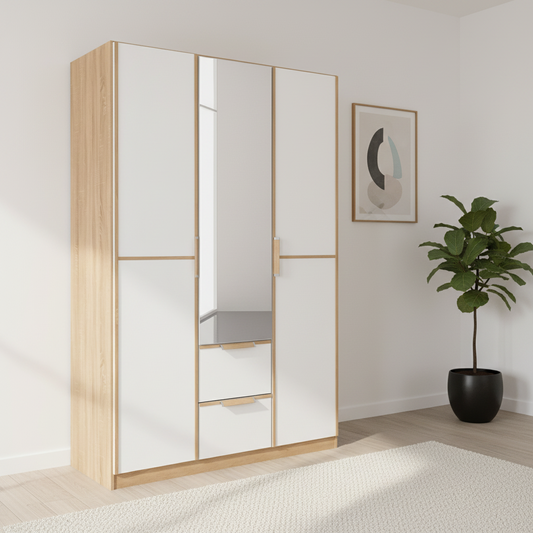 Rauch Essensa 3 Door Wardrobe with Mirror & 2 Drawers – 136cm