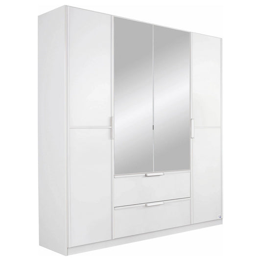 Rauch Essensa Front colour with vertical and horizontal trims 4 Doors, 2 Mirrored Door & 2 Drawers in White - Home Of Wardrobes