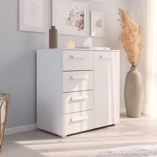 Rauch Eve White 1 Door 4 Drawer Chest in bedroom