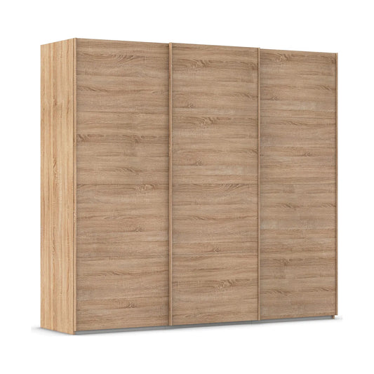 Large Wooden wardrobe with sliding doors on a white background