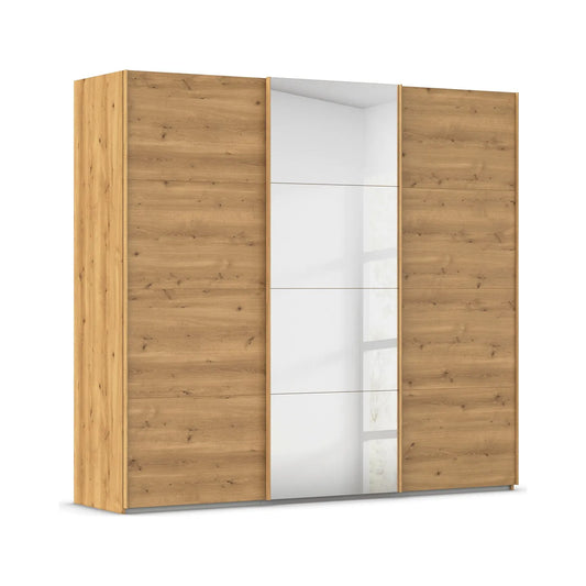 Wild Oak Rauch Eve 3 Door Sliding Wardrobe with Mirror Width 242cm