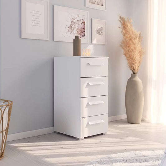 Rauch Eve White 4 Drawer Narrow Chest in bedroom