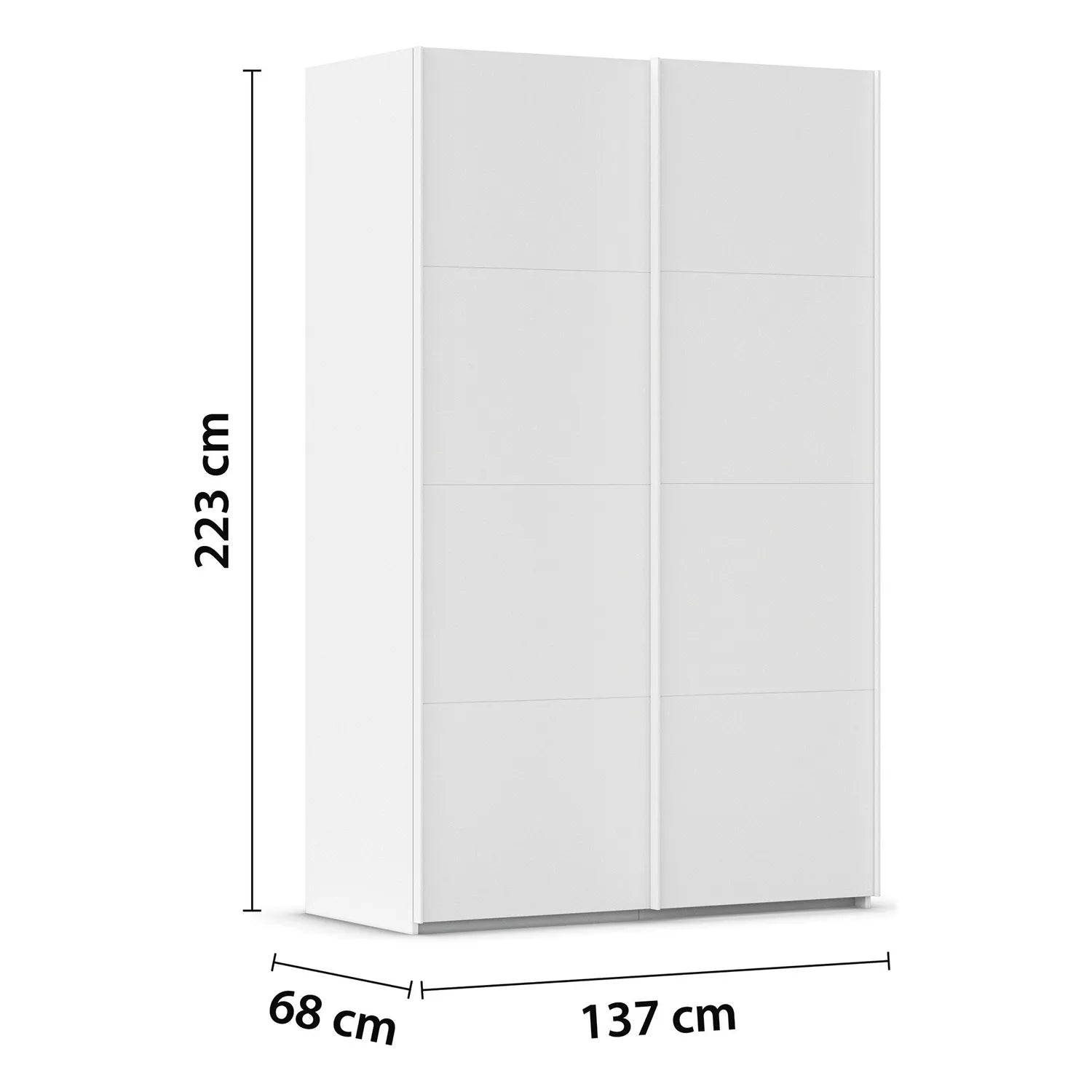 Rauch Eve White Decor Compact 2 Door Sliding Wardrobe Width 137cm