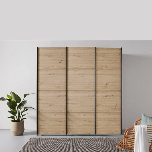 Forms Artisan Oak 3 Door Sliding Wardrobe - Styled in a Bedroom