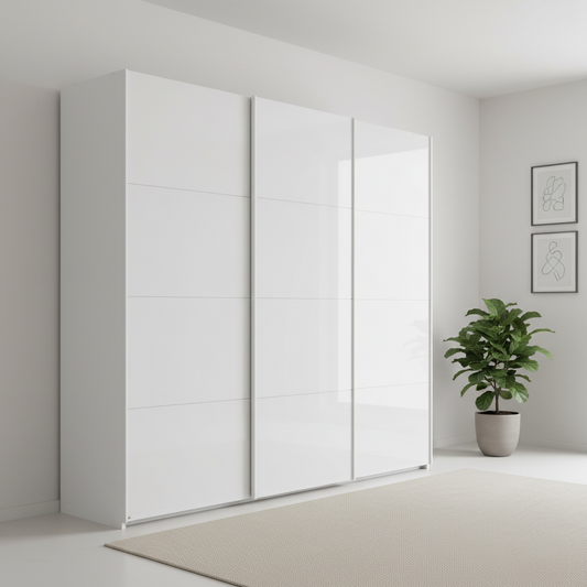 Rauch Forms White Glass Sliding 3 Door Wardrobe