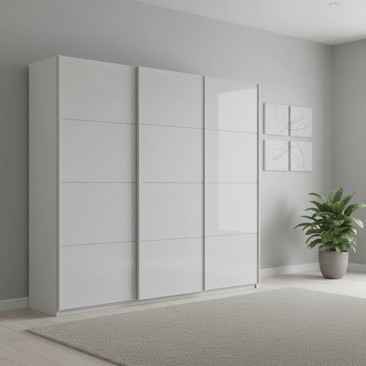 Rauch Forms Silk Grey Glass 3 Door Sliding Wardrobe