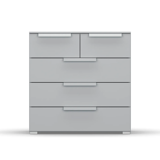Rauch Frans 5 Drawer Decor Wide Chest - 80CM - In Silk Grey - Front view