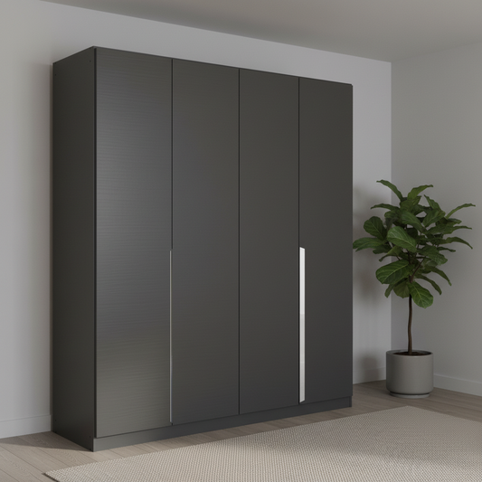 Rauch Glamour 181cm Metallic Grey 4 Door Wardrobe