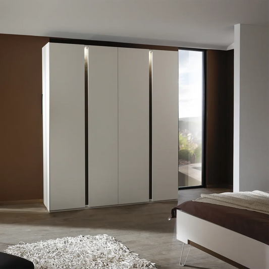Larisa Champagne & Atlantic Oak Hinged 4 Door Wardrobe - Home of Wardrobes