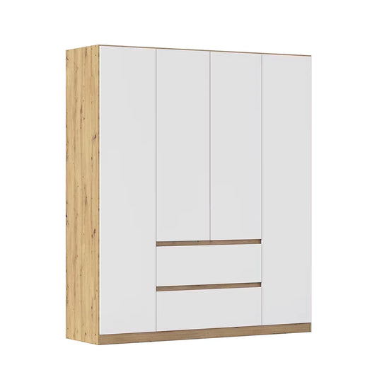 Rauch Leon Oak & White 4 Door 2 Drawer Wardrobe – 181cm