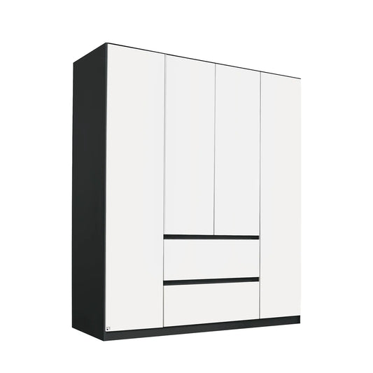 Rauch Leon Graphite & White 4 Door Hinged Wardrobe – 181cm