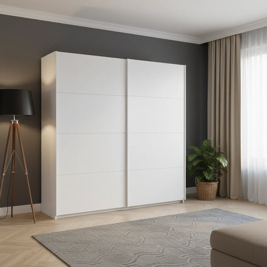 Rauch Memphis Plain White 2 Door Sliding Wardrobe with No Mirror