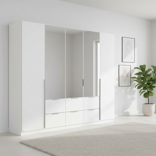 Rauch Maverick 5 Door 6 Drawers White Hinged Wardrobe 226cm