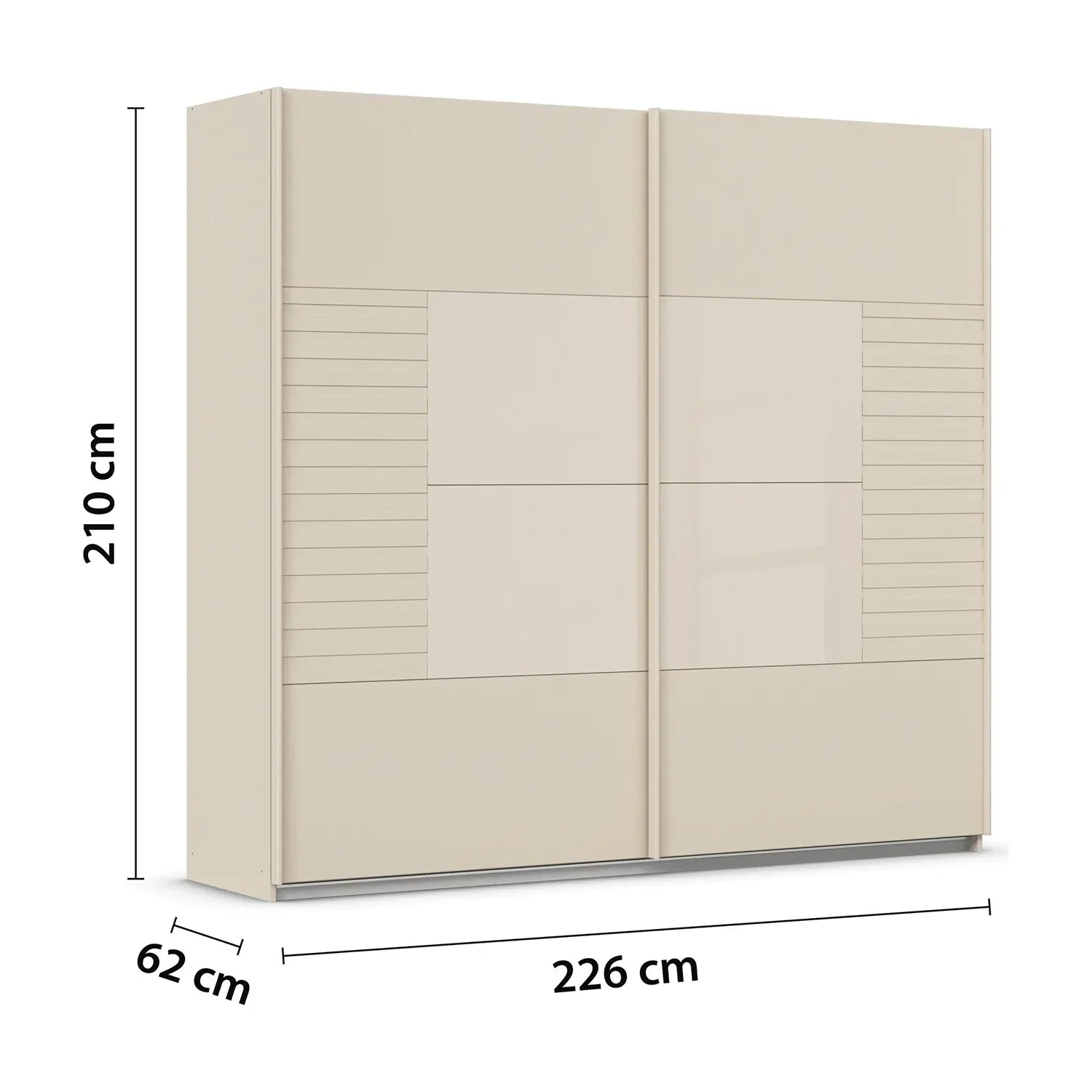 Novaro Champagne Glass Sliding Door Wardrobe - Dimensions