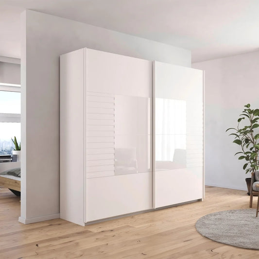 Novaro White Sliding Door Wardrobe - Styled in a Bedroom