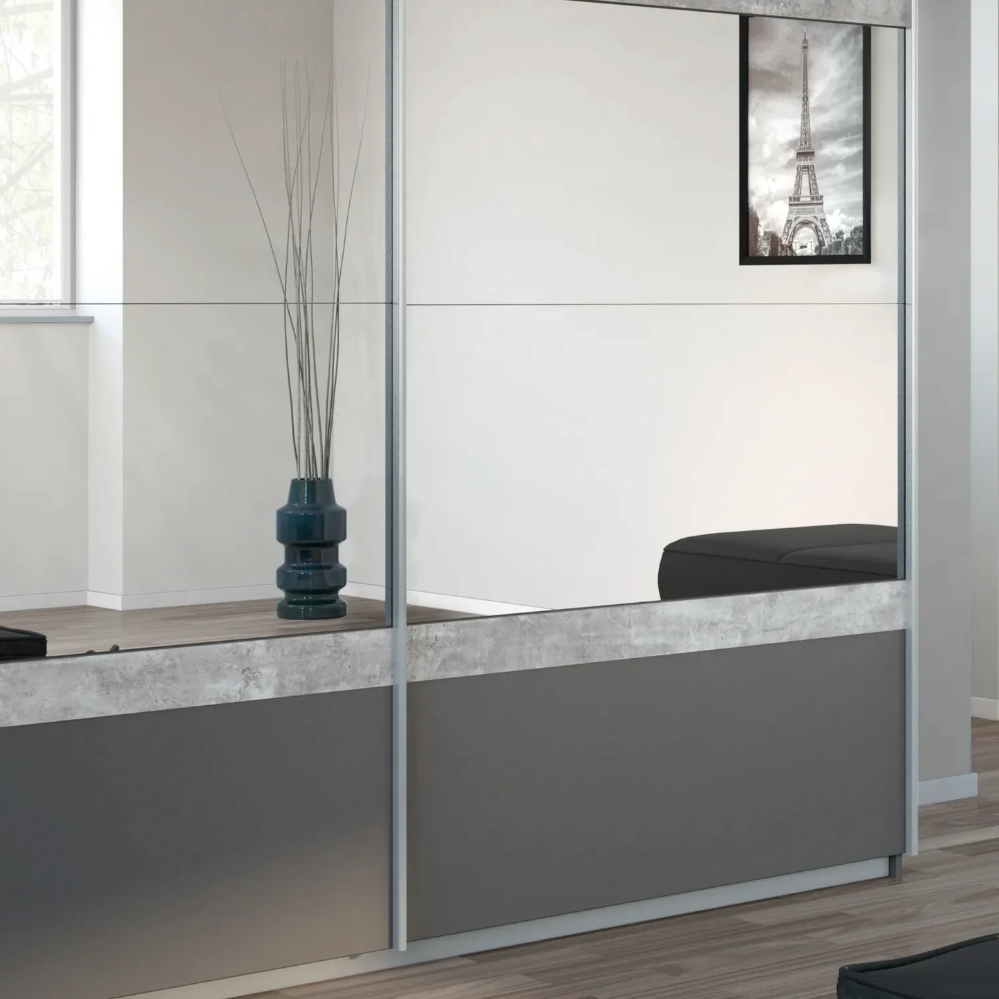 Close Up Penzberg 181cm Sliding Door Wardrobe with Mirror