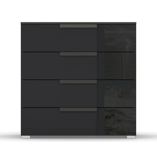 Rauch Perth 4 Drawer Basalt Glass Wide Chest - Front view