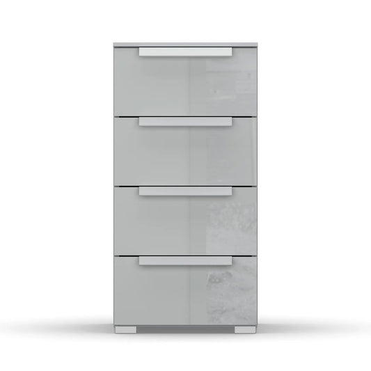Rauch Perth 4 Drawer Silk Grey Glass Narrow Chest - Front view