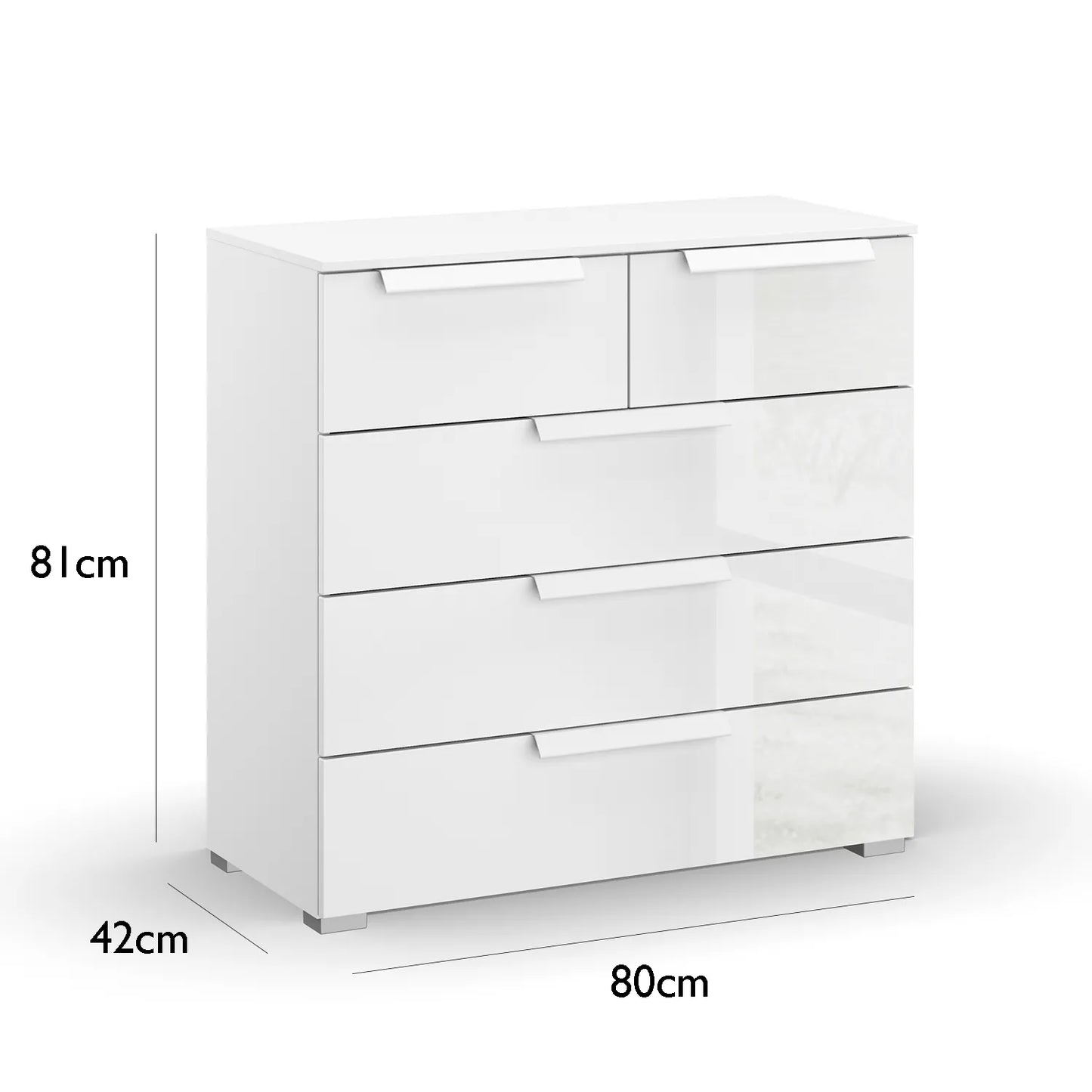 Rauch Perth 5 Drawer White Glass Chest - Pendle Village Furniture