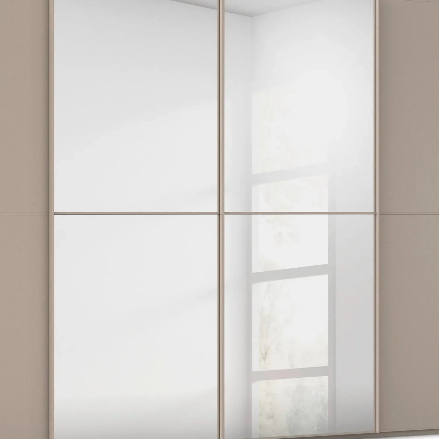 Supreme Duo Fango 4 Door Sliding Wardrobe with Mirror - Closeup View