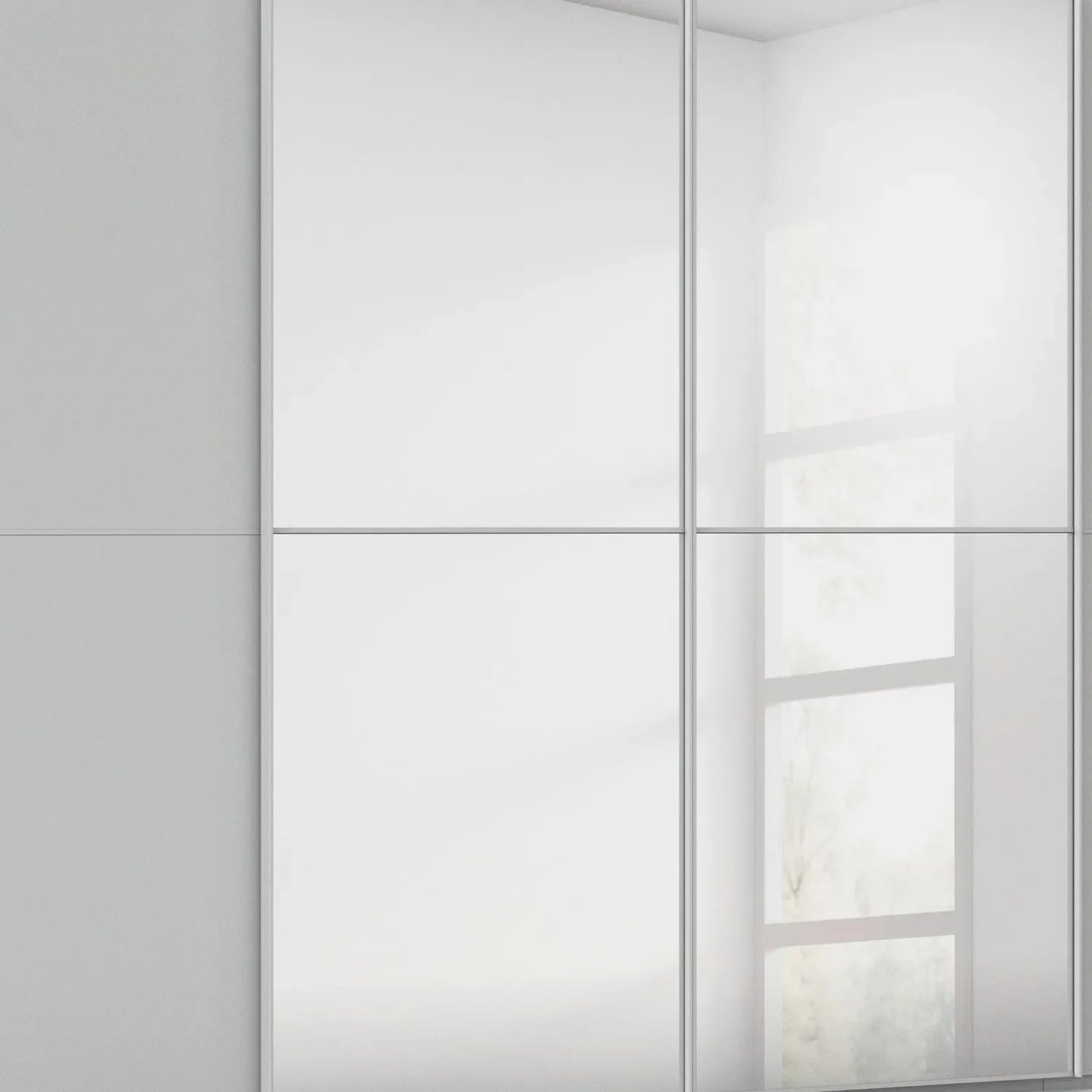 Supreme Duo Silk Grey 4 Door Sliding Wardrobe with Mirror - Closeup View